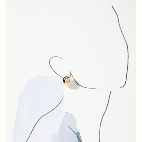 Anthropologie Thick wide Gold huggie Minimalist Half Hoop Stud Earrings … - Picture 4 of 7